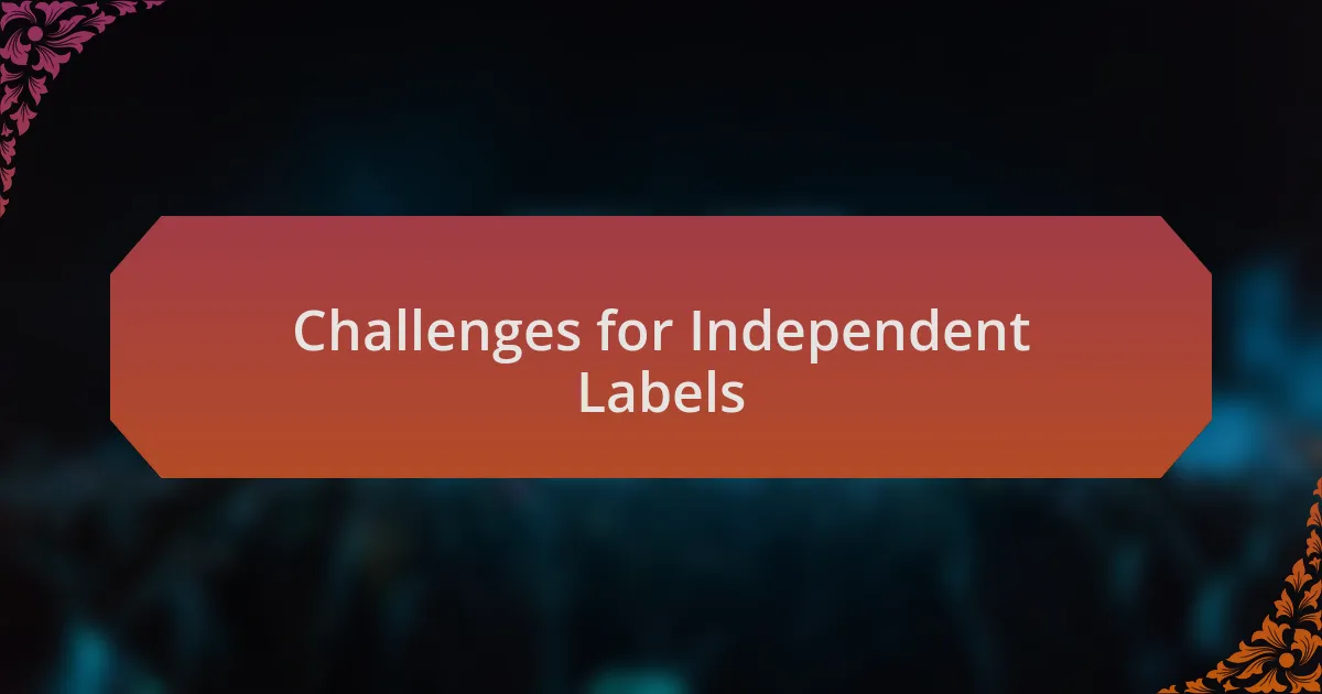 Challenges for Independent Labels