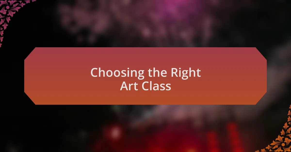 Choosing the Right Art Class