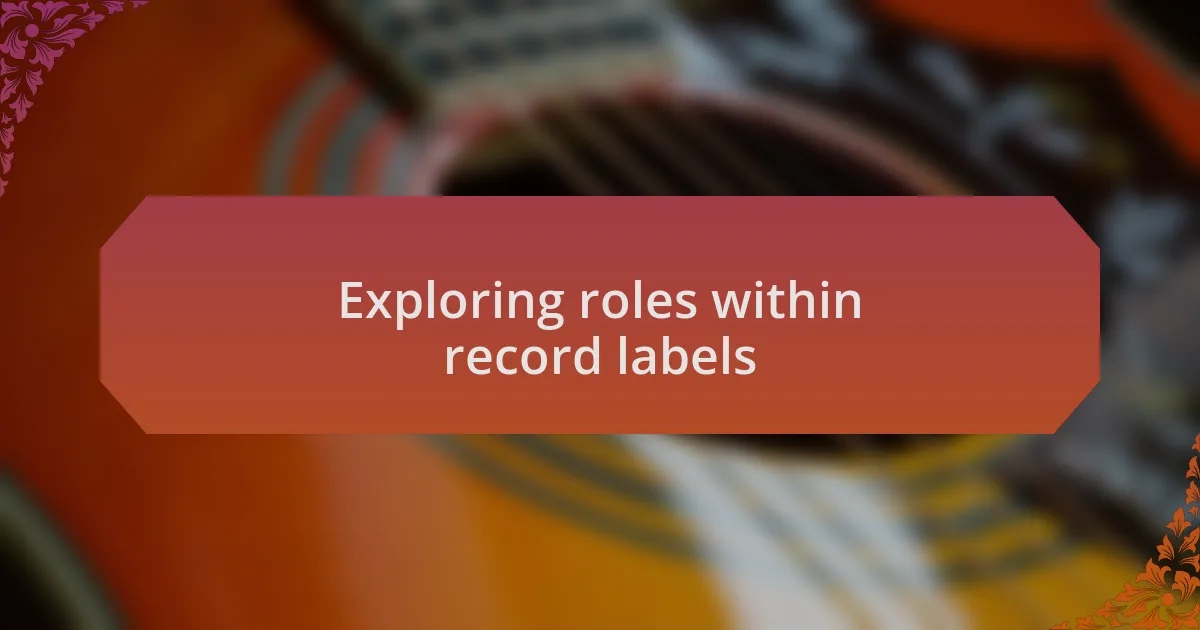 Exploring roles within record labels