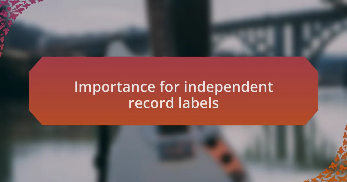 Importance for independent record labels