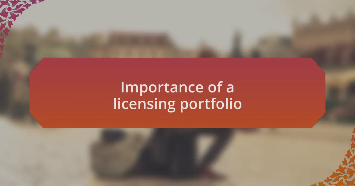 Importance of a licensing portfolio