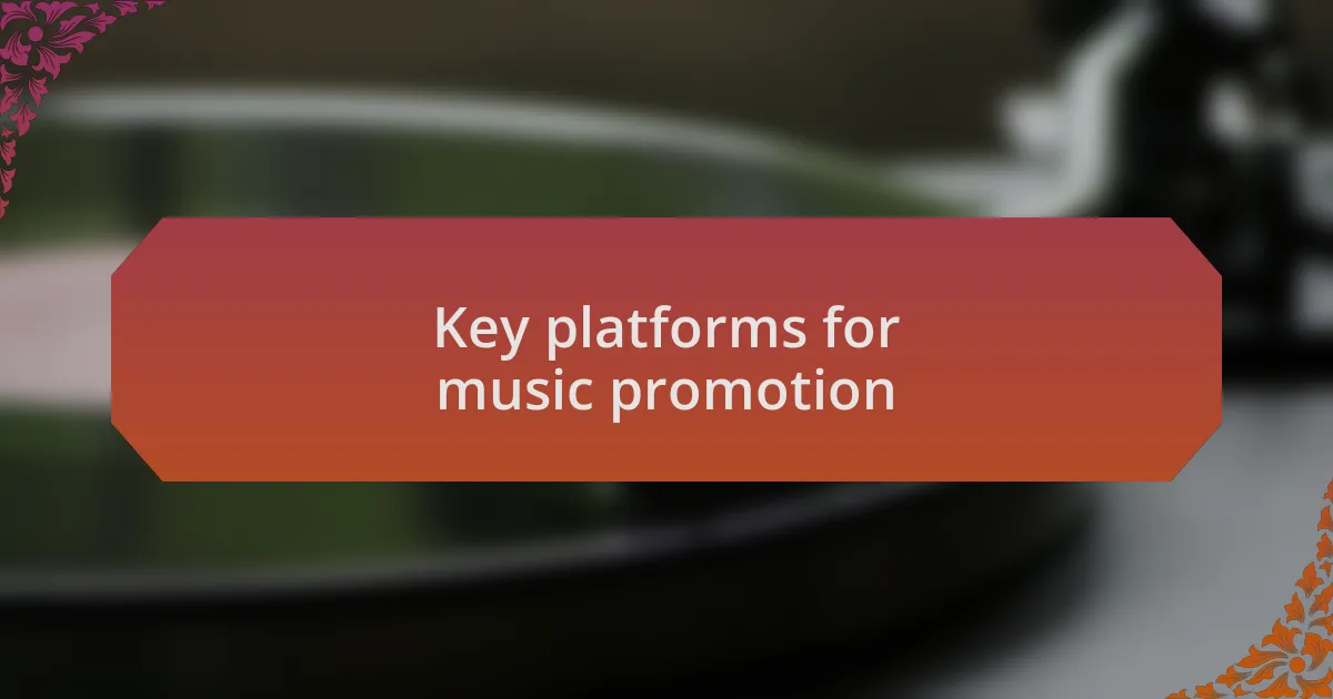 Key platforms for music promotion