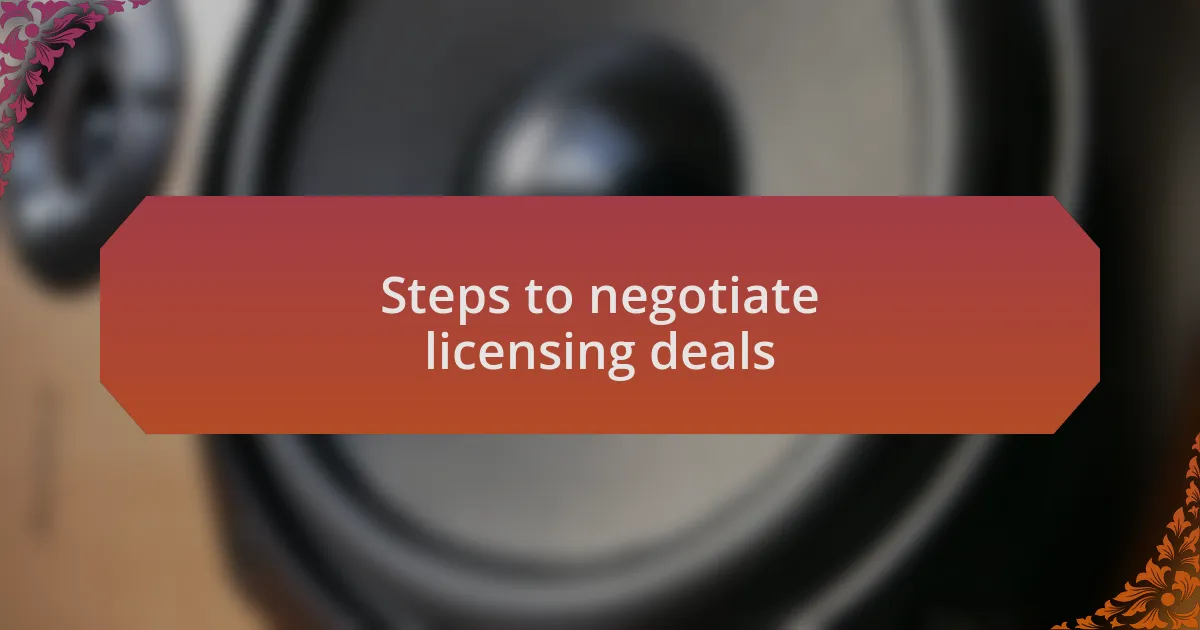 Steps to negotiate licensing deals